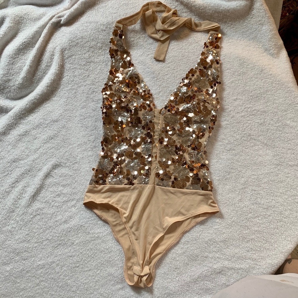 Nude Sequin Bodysuit